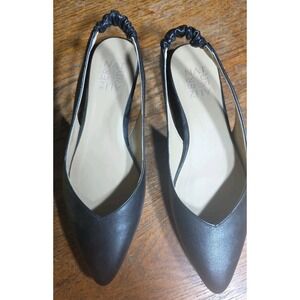 Naturalizer Women's Black Leather Halo Slingback Flat 6M